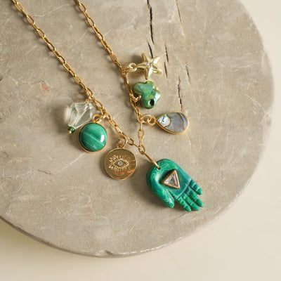 Aarelle Multicolor Malachite Hamsa Cluster Necklace