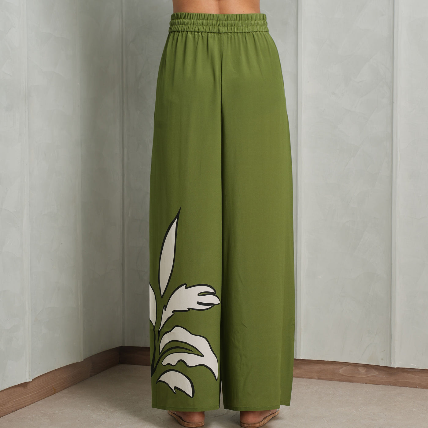 AJE Planetary Silk Drawstring Pant Leaf