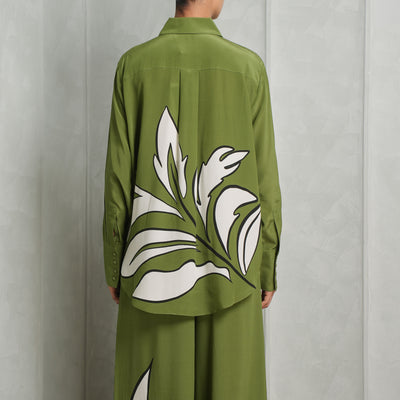 AJE Planetary Silk Oversized Shirt Green