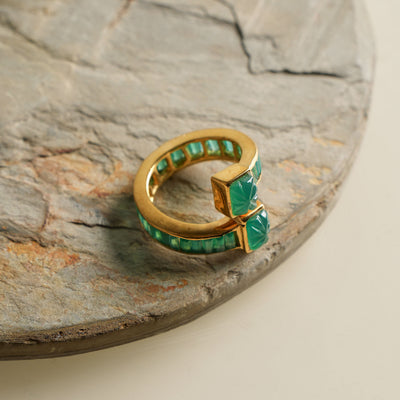 Akansha Sethi Emerald Ribbon Ring