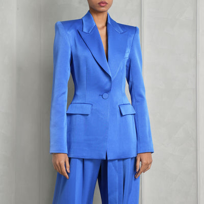 ALEX PERRY Blue Arlo satn long seeve fitted Blazer
