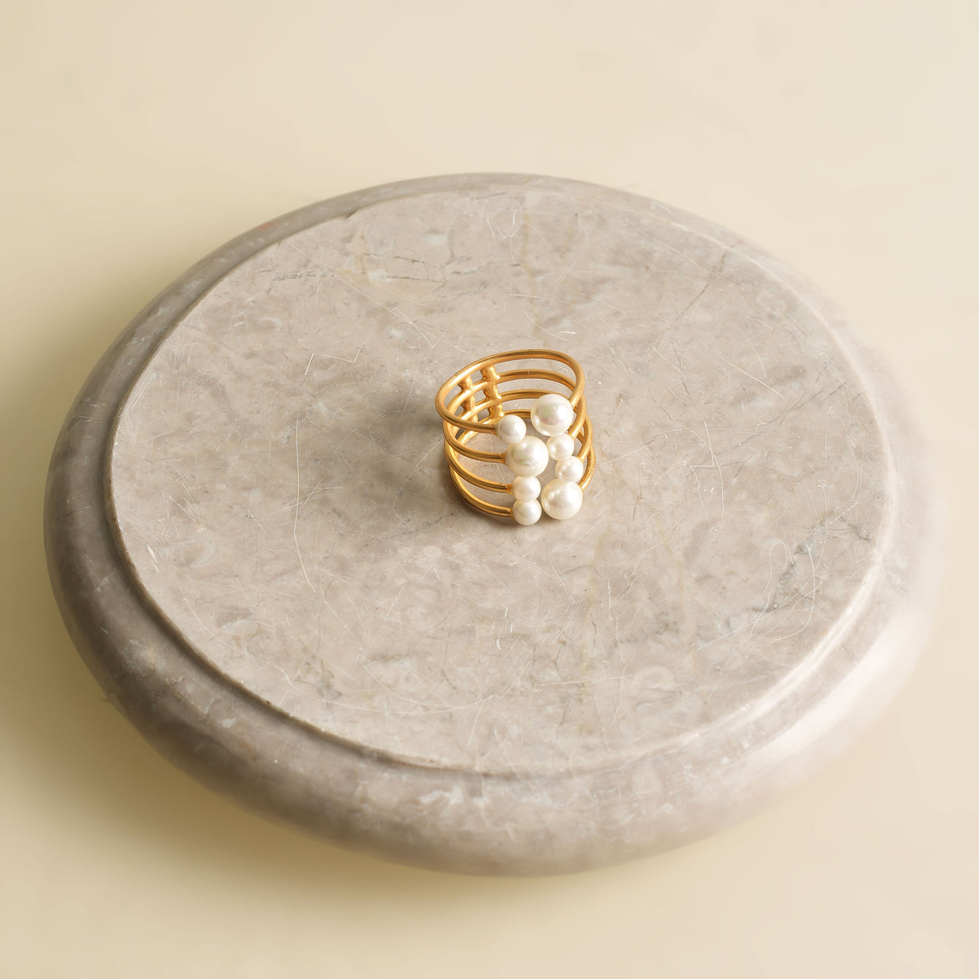 Pearl octopus gold ring