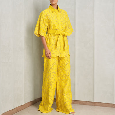 bright yellow cotton pants