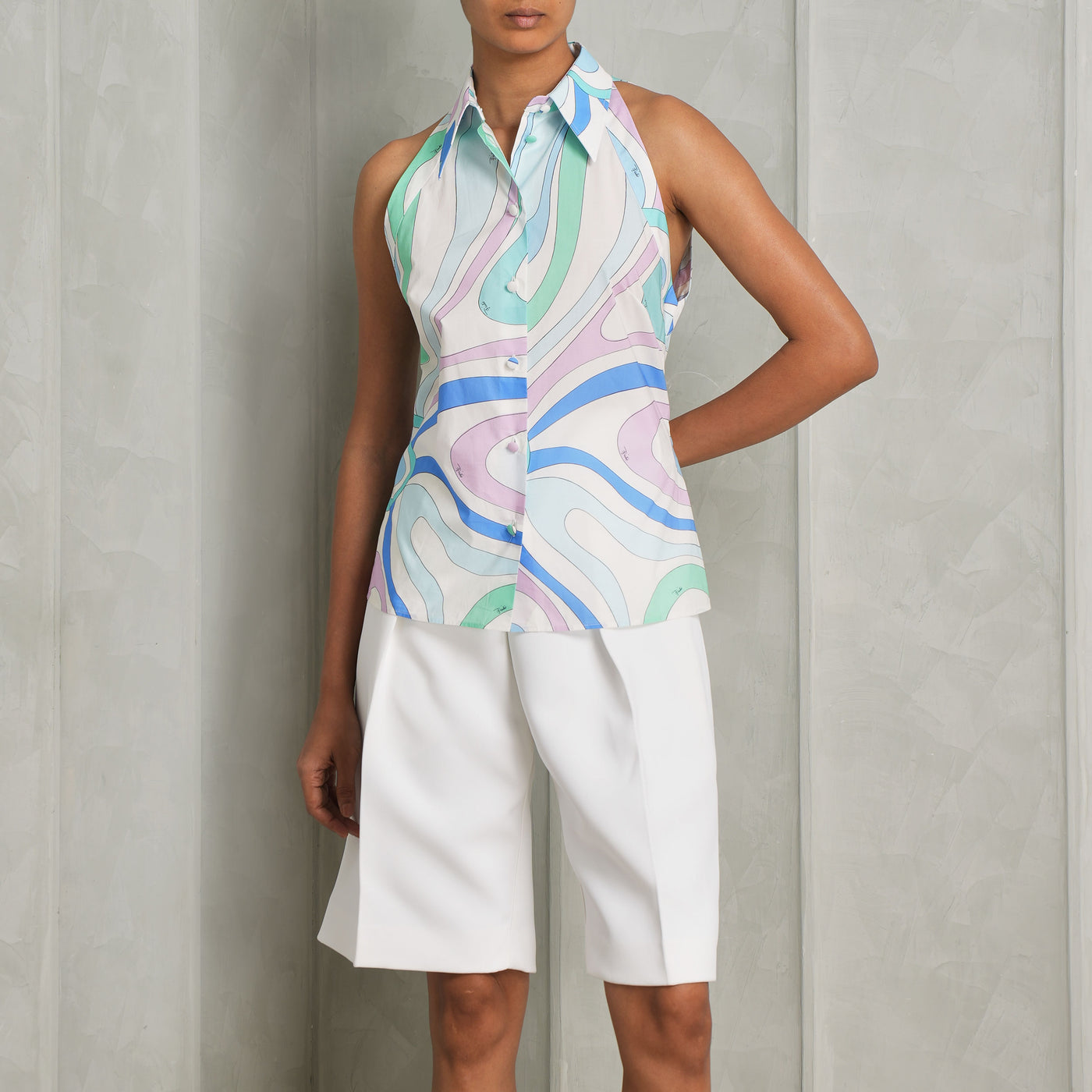 PUCCI Point Collar Sleeveless Shirt