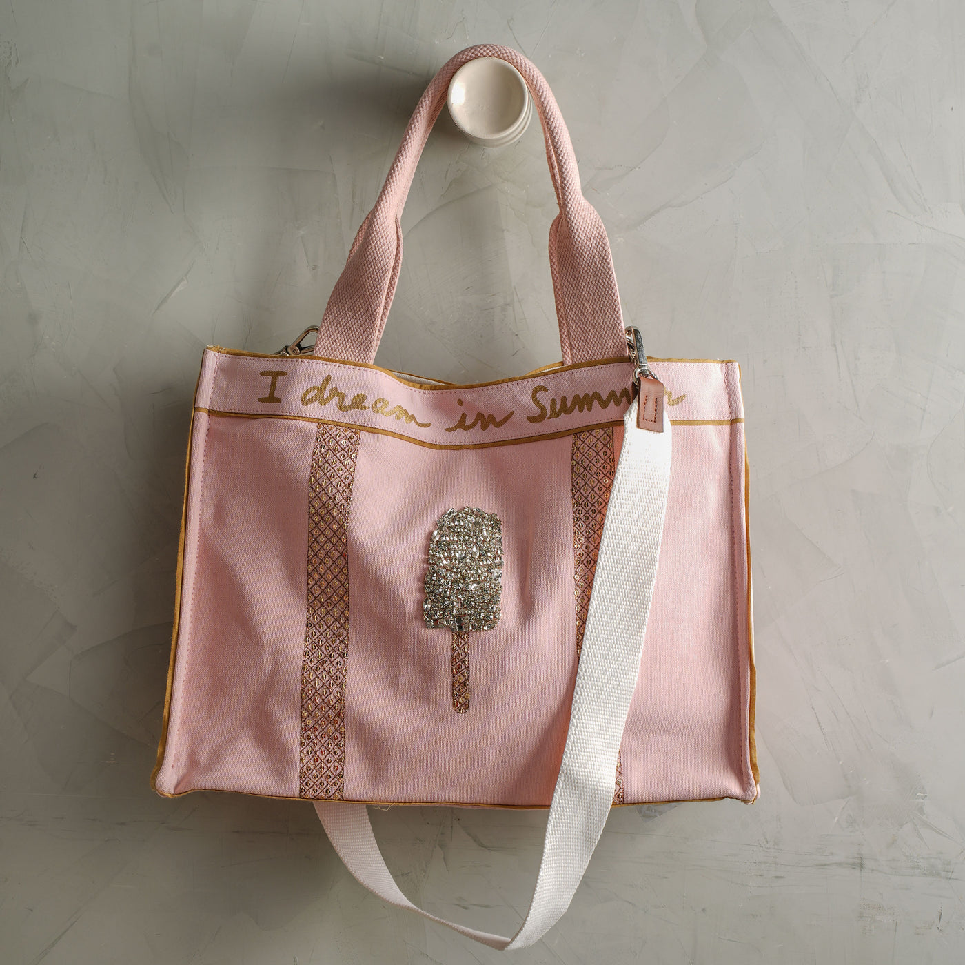 ART CHIVES INDIA Summer pink ice cream duo tote bag