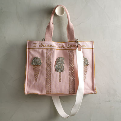 ART CHIVES INDIA Summer pink ice cream trio tote bag