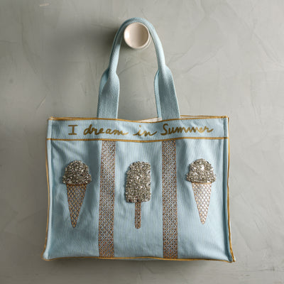 ART CHIVES INDIA Summer blue ice cream trio tote bag