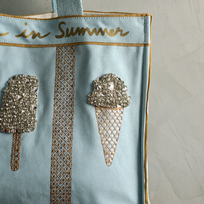 ART CHIVES INDIA Summer blue ice cream trio tote bag