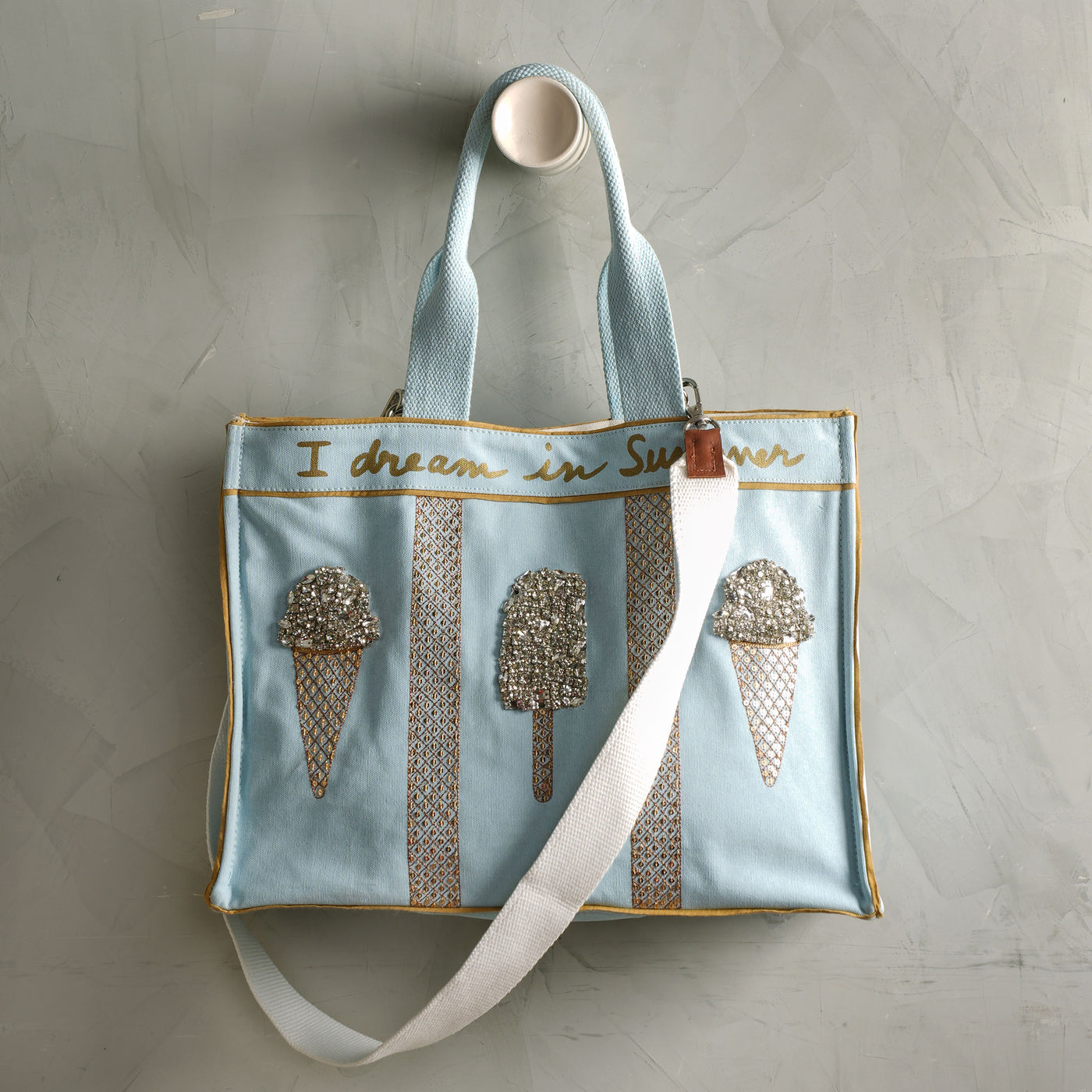 ART CHIVES INDIA Summer blue ice cream trio tote bag