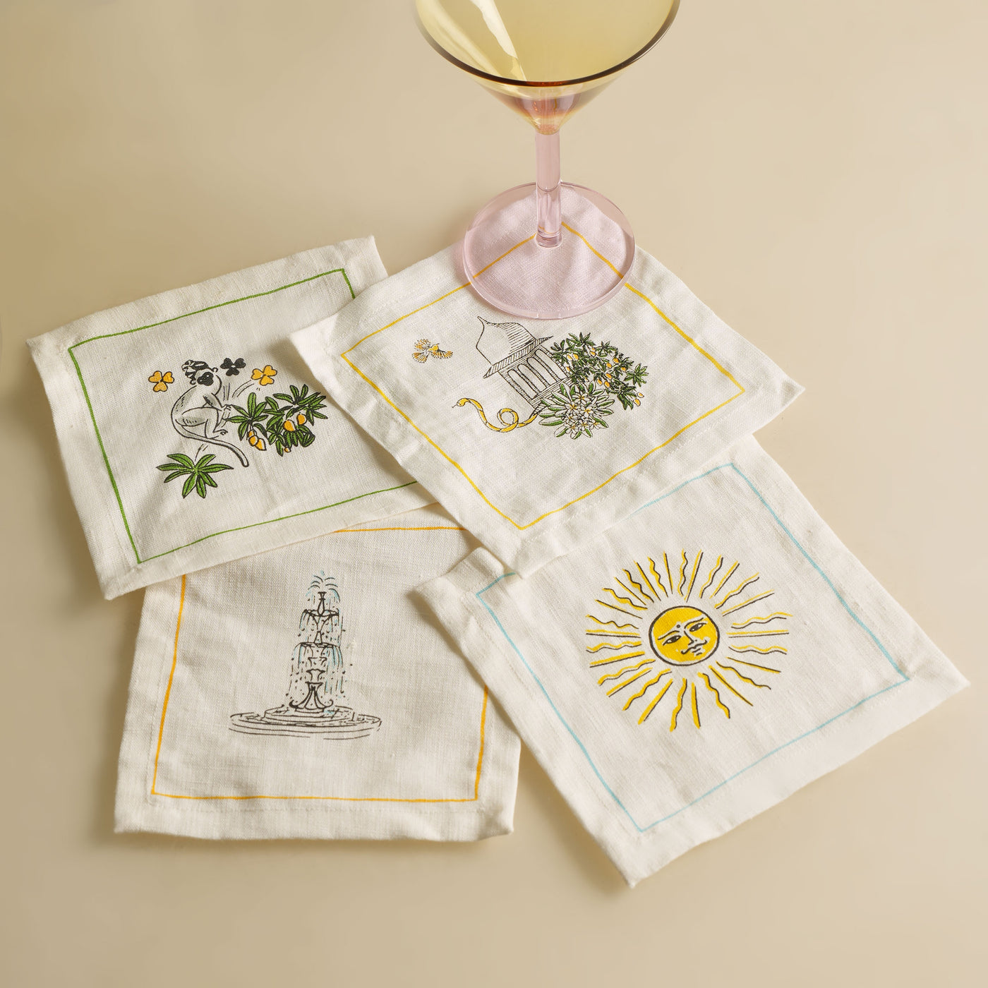 Wild Indian Garden Cocktail Napkin- Set of 4