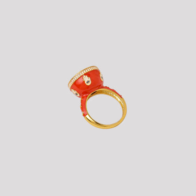 AZGA Handcrafted Red Chand Sitara Ring
