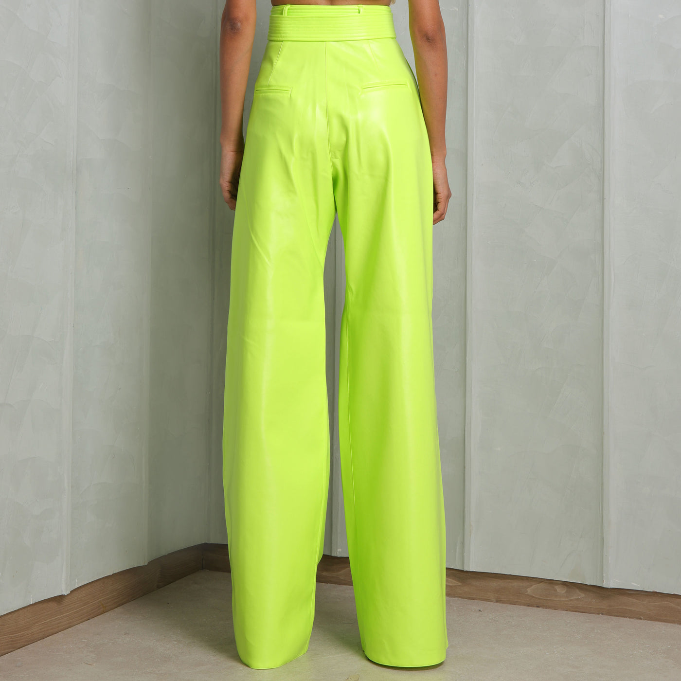 ALEX PERRY wide leg yellow belted pants