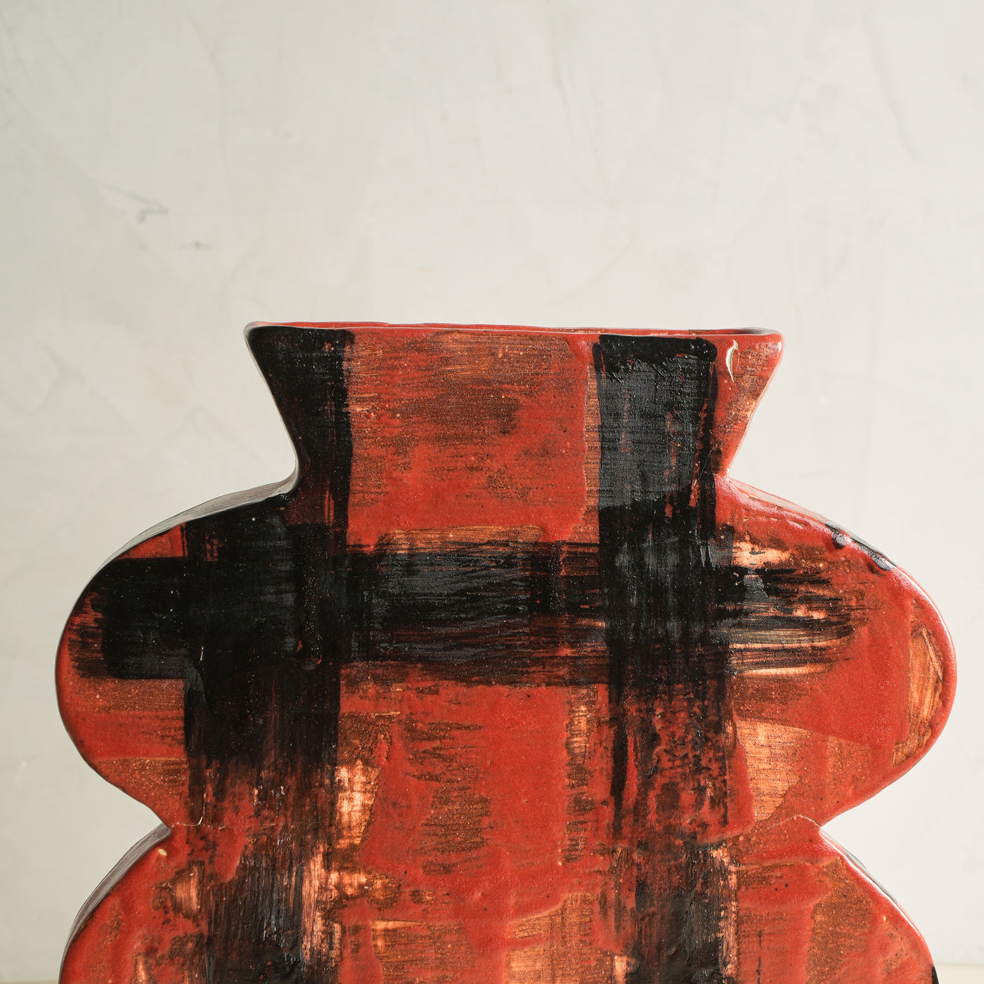 Hand Painted Red & Black Belly Vase