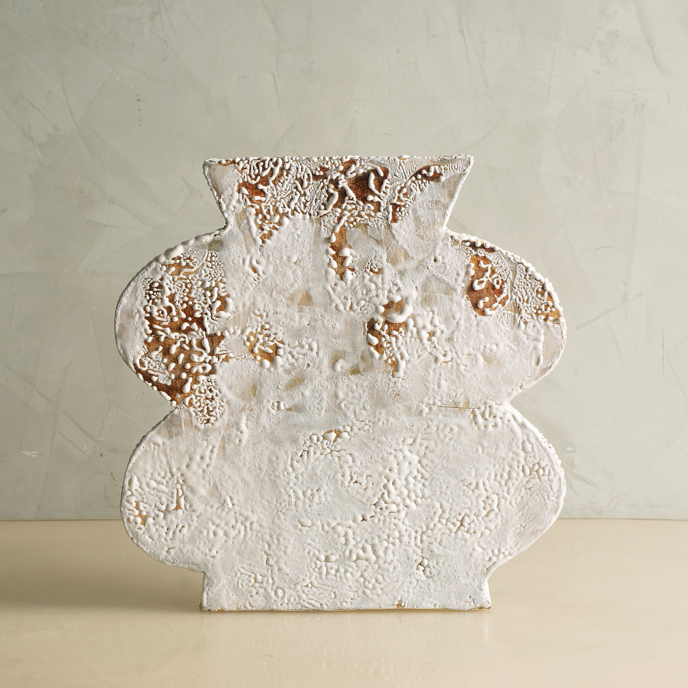 White Crawl Glaze Belly Vase