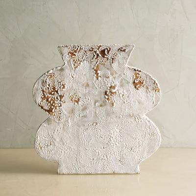 White Crawl Glaze Belly Vase