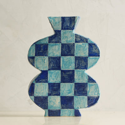 Blue Checkered Vase