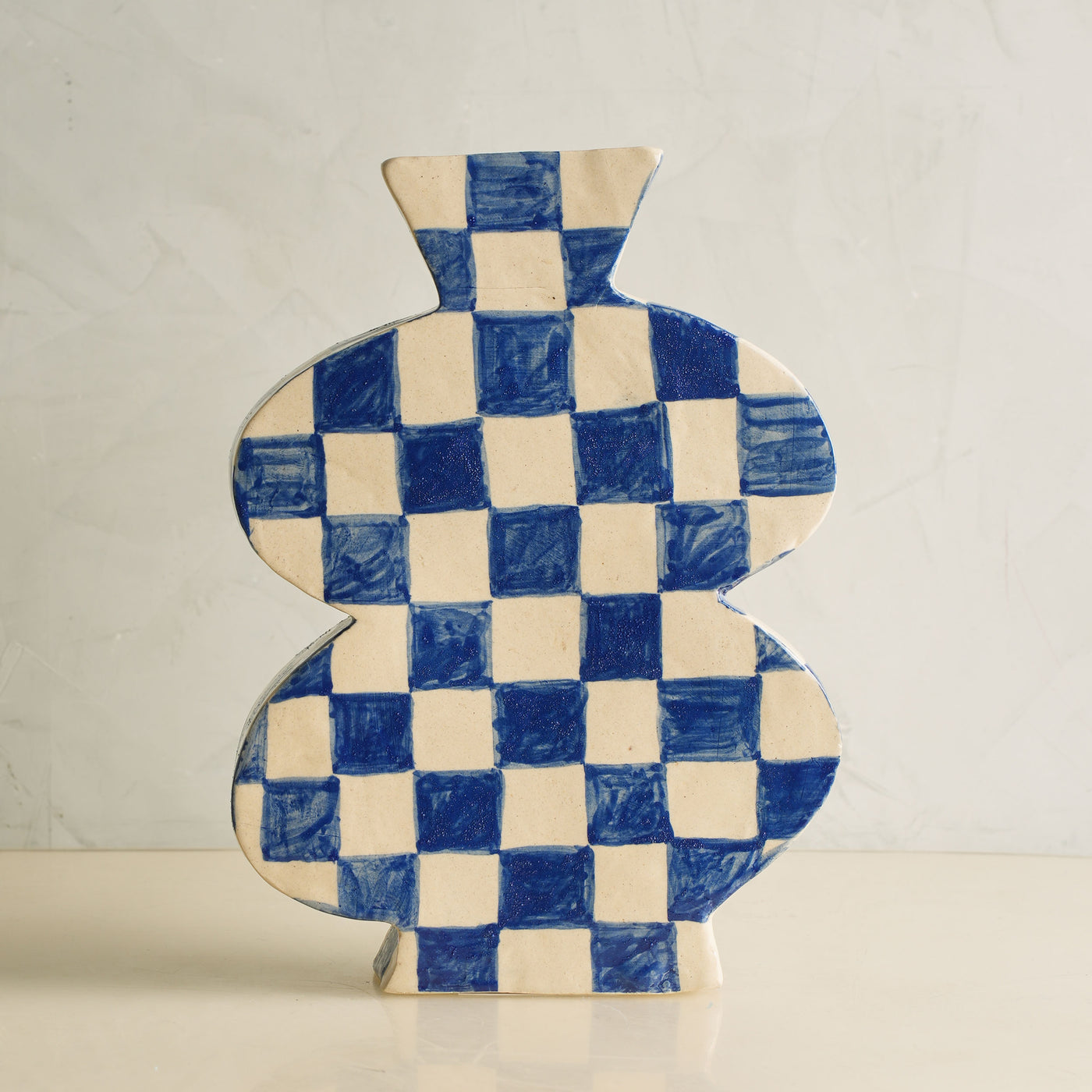 Belly Hand Painted Large Check Vase