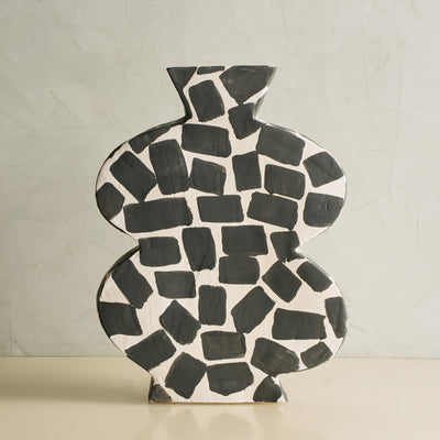 Belly Hand Painted Check Vase