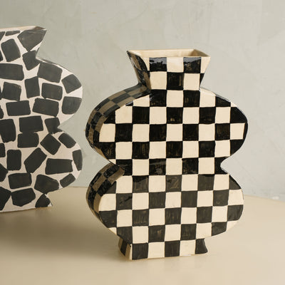 Belly Hand Painted Small Check Vase