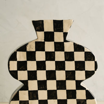 Belly Hand Painted Small Check Vase