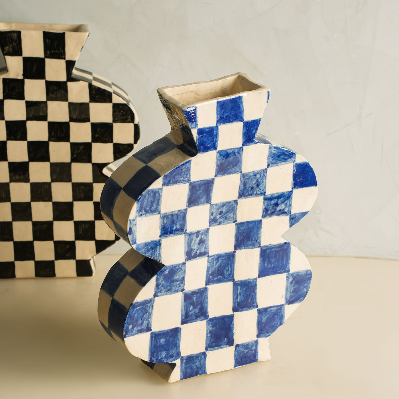 Belly Hand Painted Small Check Vase