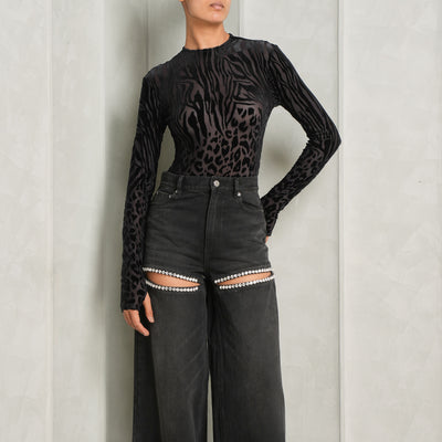 Animal print black bodysuit by Alex perry