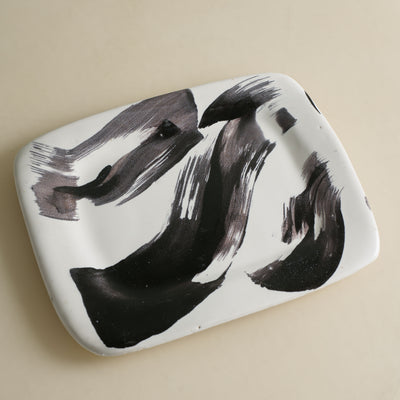 Black Brush Stroke Platter