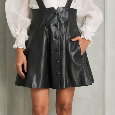 Buttoned Leather Skirt
