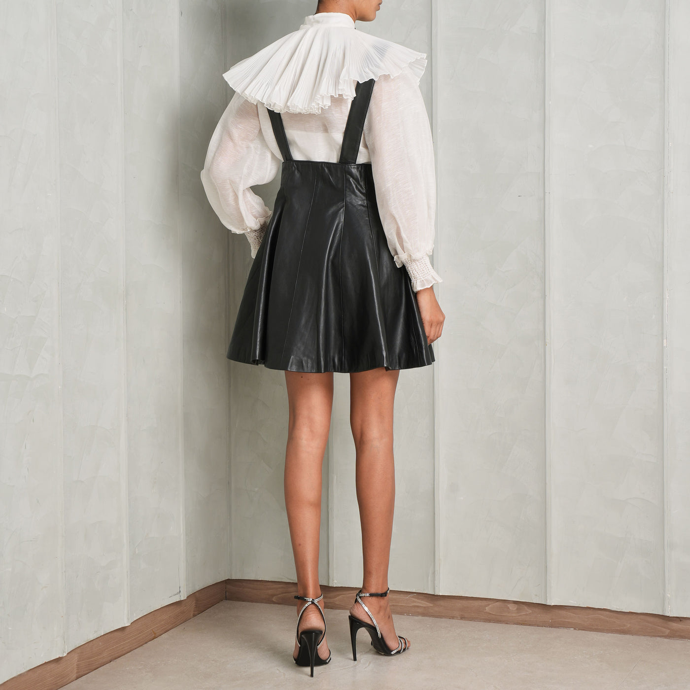Buttoned Leather Skirt