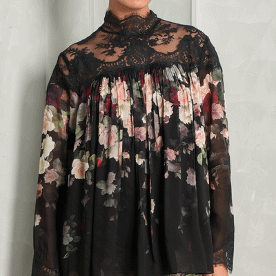 lace black floral shirt zimmermann le mill