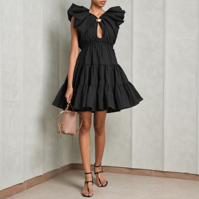 ACLER Conara Black tiered mini dress
