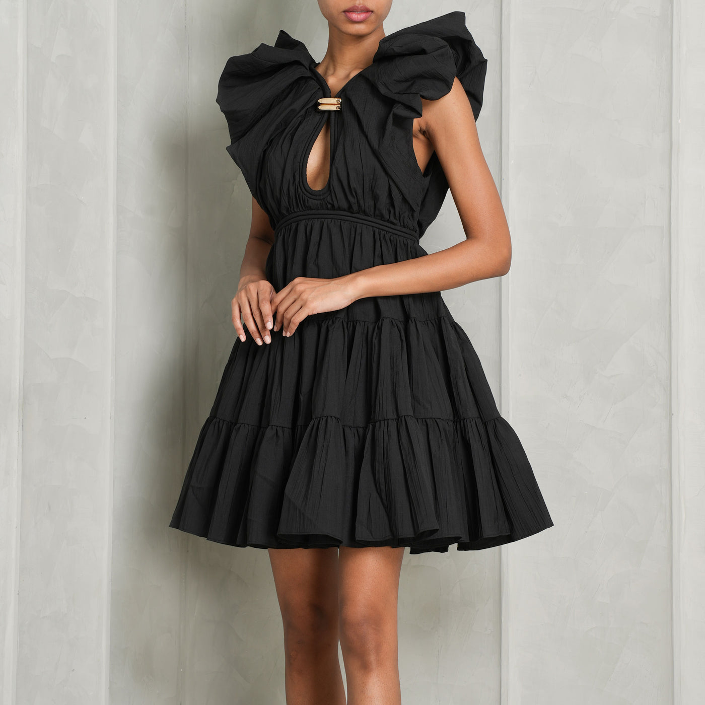 ACLER black ruffled conara mini dress