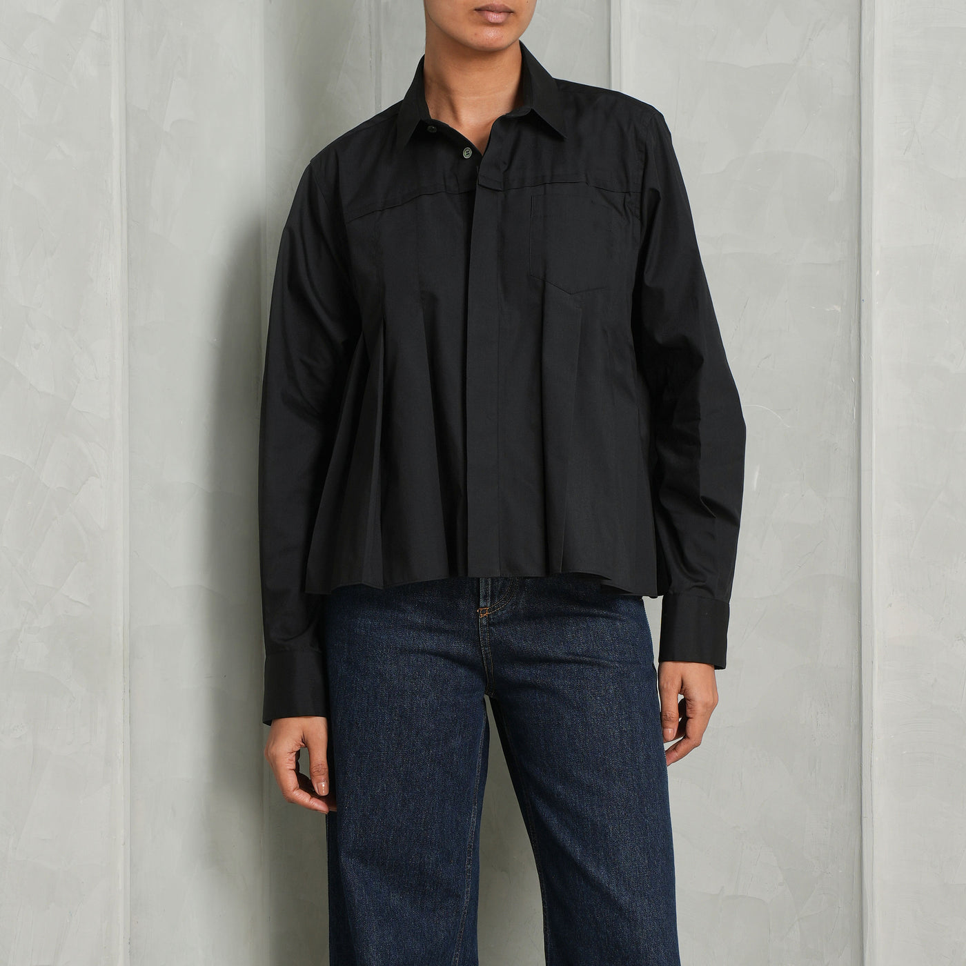 Sacai Black Cotton Poplin Shirt