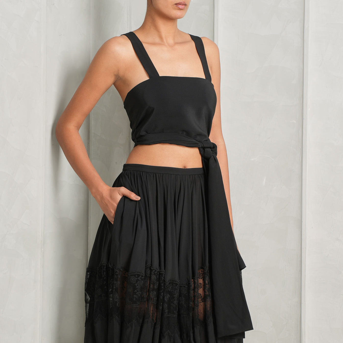 chloe le mill tie up lace top