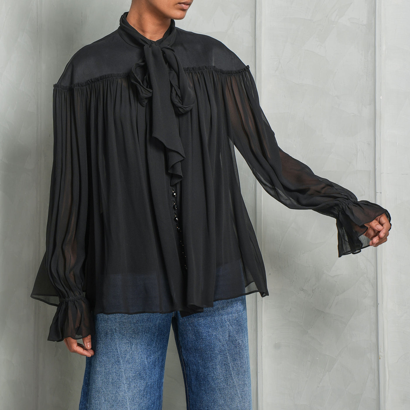 Zimmermann Black Crush Billow Blouse