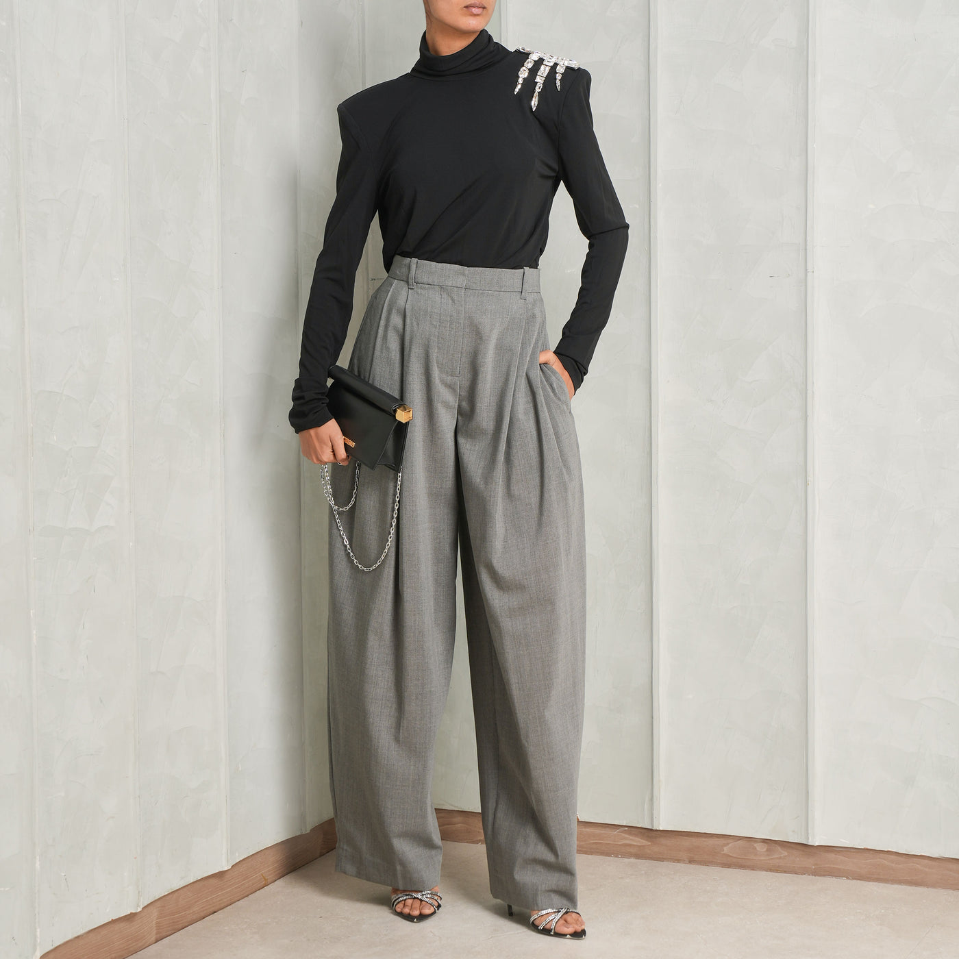 black draped top by area