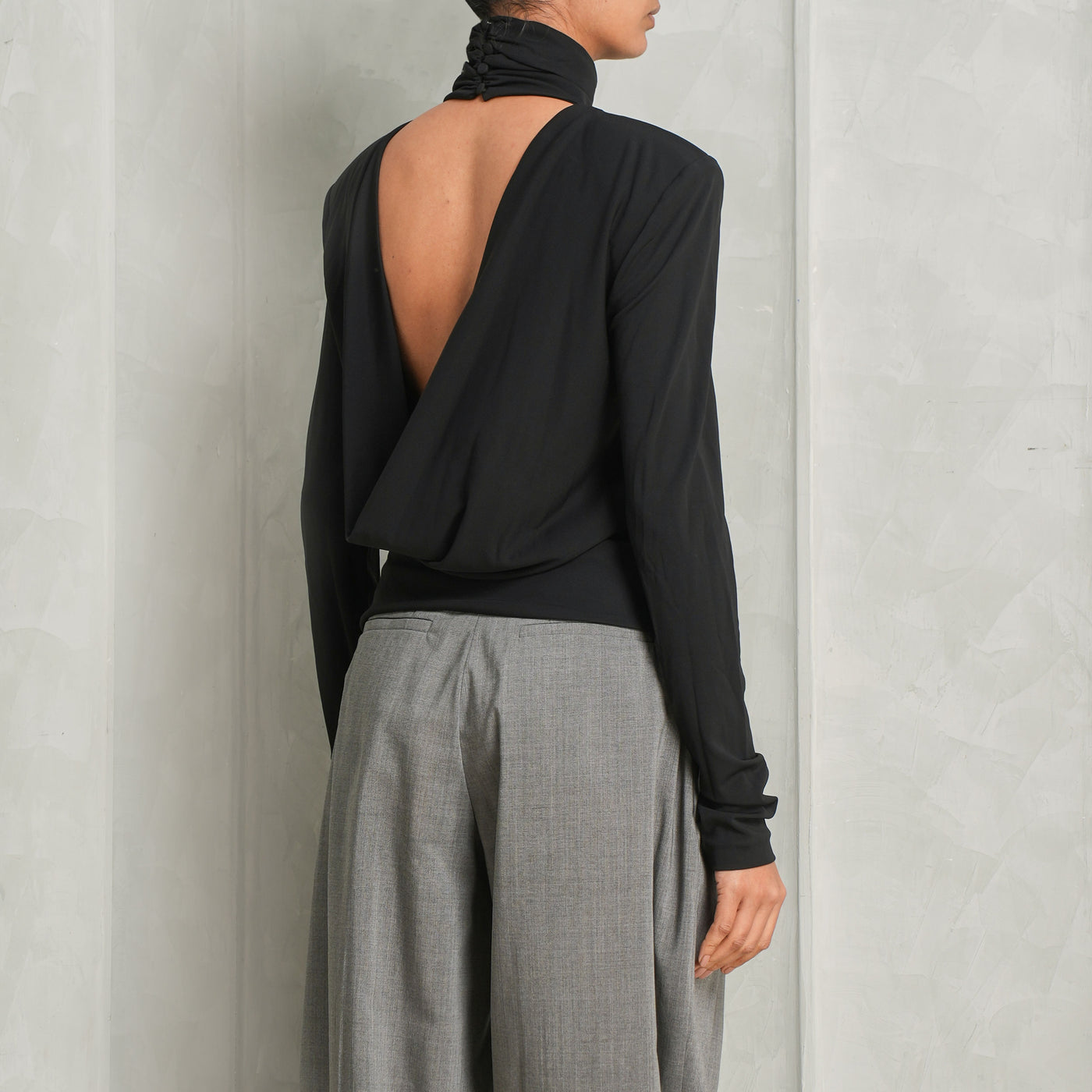 black draped top by area at le mill