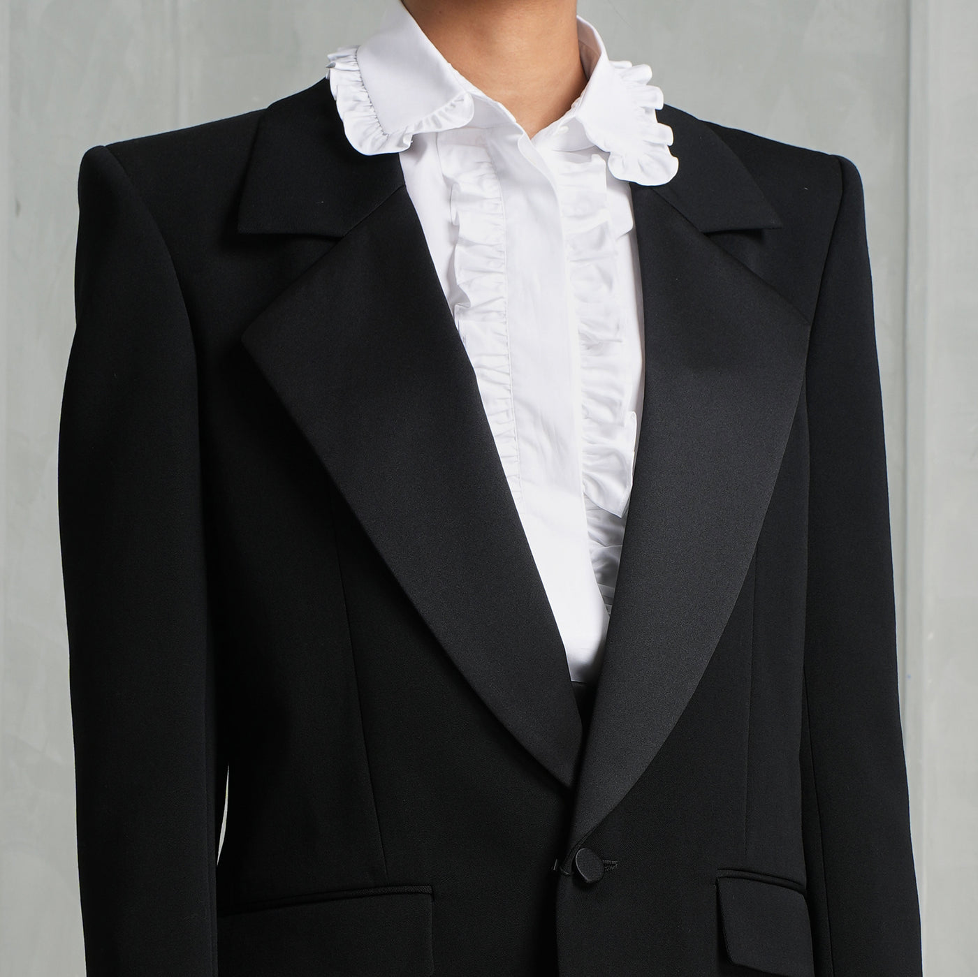 SAINT LAURENT  Black formal single breasted jacket
