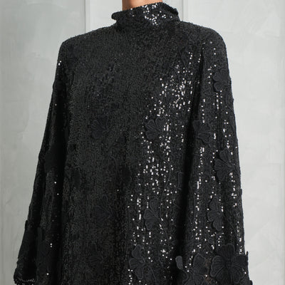 ELIE SAAB black floral embroidered blouse
