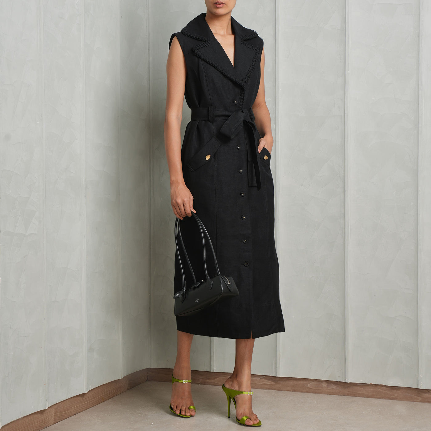 AJE Encompass Utility Midi Dress Black