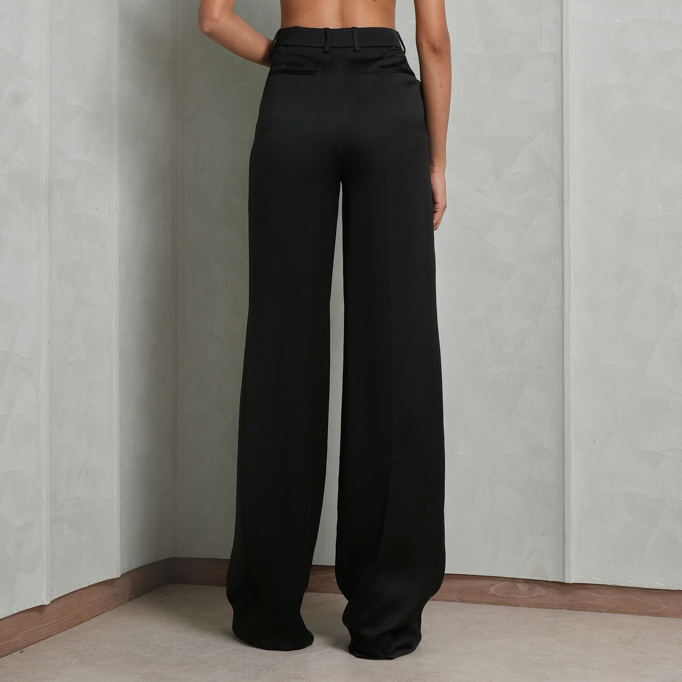 SAINT LAURENT  black wide leg silk trousers