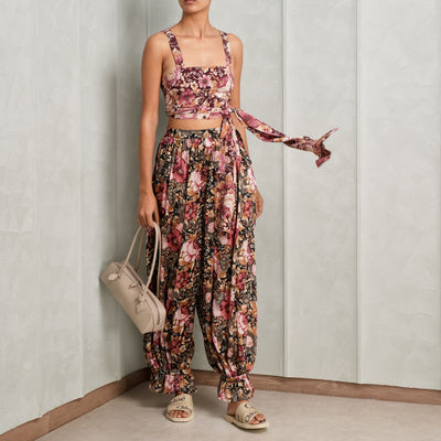 floral multicolor pleated pants