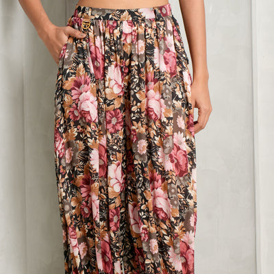 floral pleated pants chloe le mill