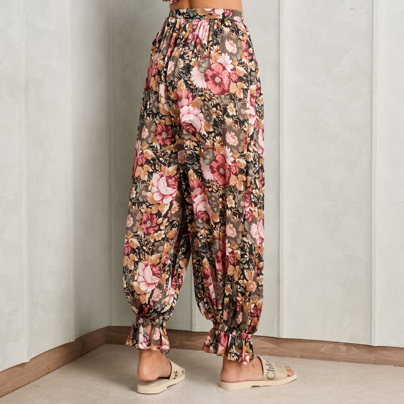 floral patterned pleated pants chloe