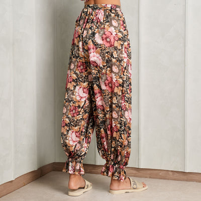 floral patterned pleated pants chloe