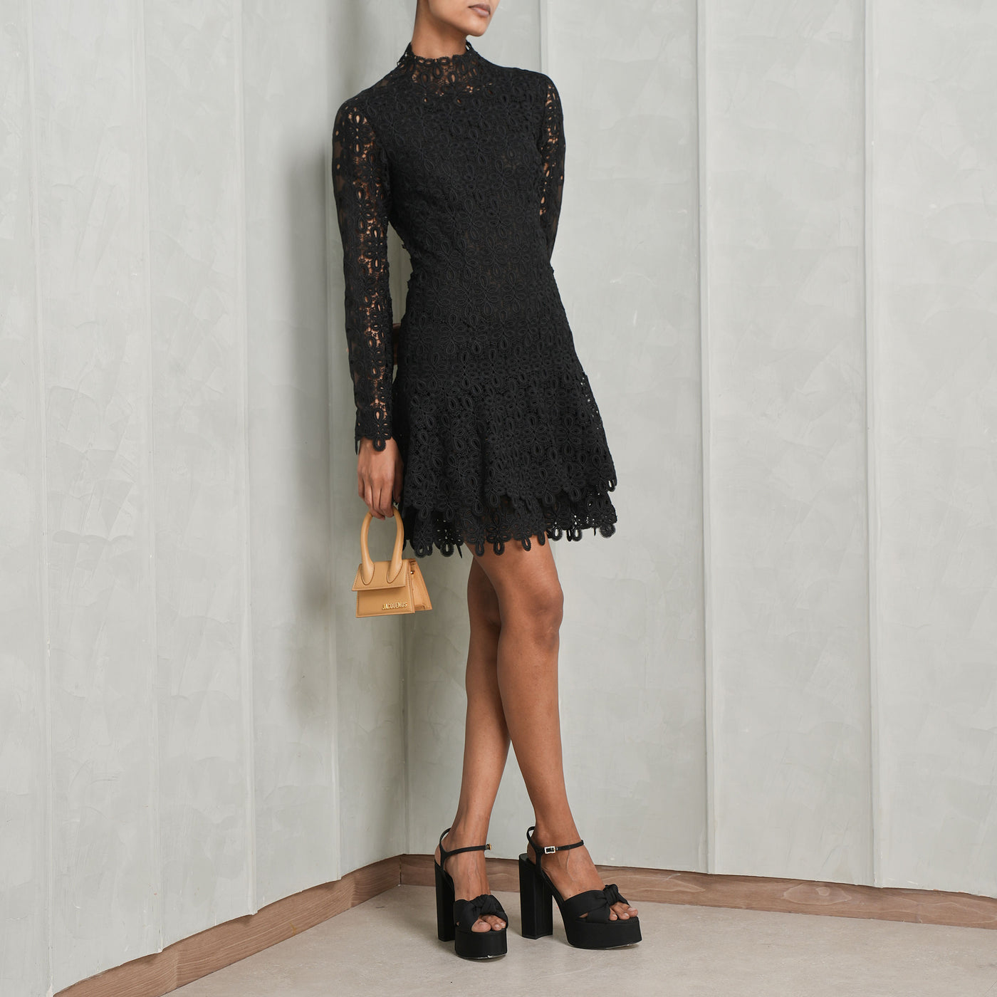 SIMKHAI black lace joy mini dress