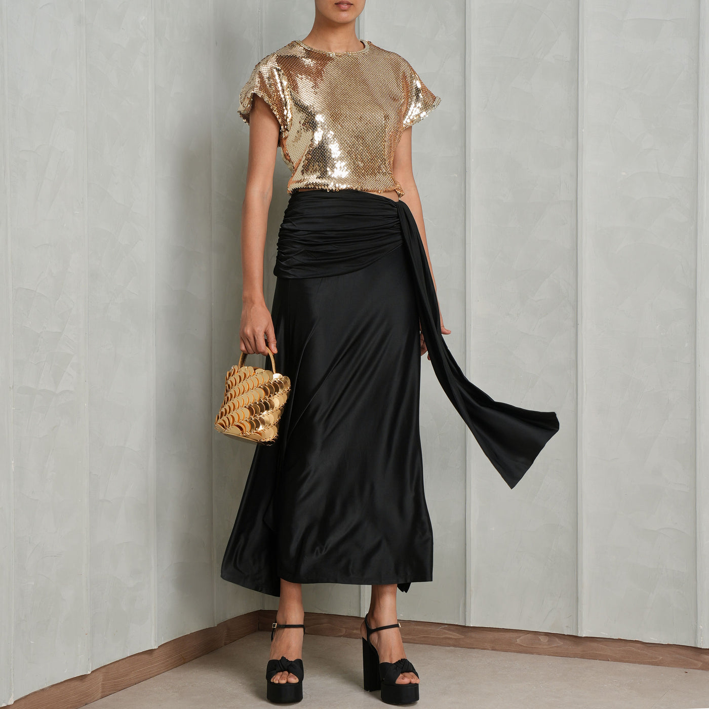 Rabanne Ruched Midi-Skirt