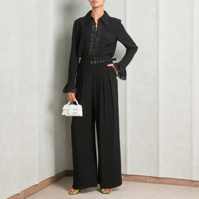 lace black wide leg pants 