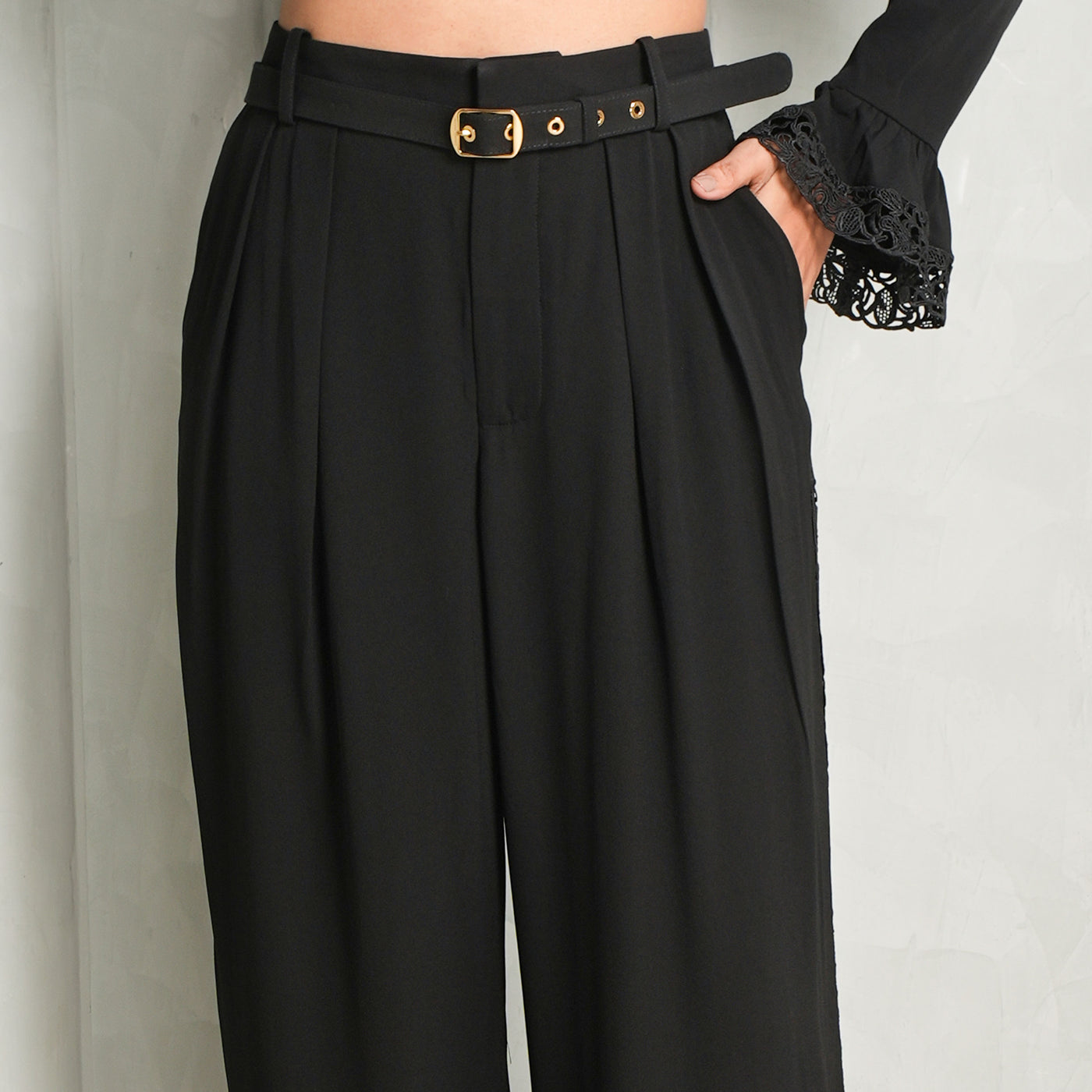lace black trim pants wide leg zimmermann le mill