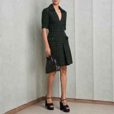 Elie Saab Tweed with Sequins Short Dress black and green mini dress